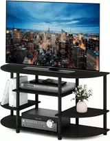 Furinno kampinė TV spintelė, medžio ir plastiko konstrukcija, 106,7 × 57,4 × 39,4 cm, espresso/juoda, 15116EX