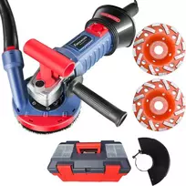 FANZTOOL betono šlifuoklis 1500 W su reguliuojamu greičiu, 125 mm deimantiniais diskais, T formos rankena