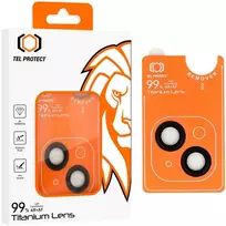 Grūdintas stiklas Tel Protect Titanium Lens 99% AR skirtas Apple iPhone 14/14 Plus juodas (objektyvui 2 vnt)