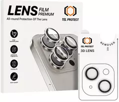 Grūdintas stiklas Tel Protect 3D Lens skirtas Apple iPhone 14/14 Plus skaidrus (objektyvui 2 vnt)