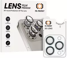 Grūdintas stiklas Tel Protect 3D Lens skirtas Apple iPhone 13 Pro/13 Pro Max mėlynas (objektyvui 3 vnt)