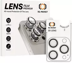 Grūdintas stiklas Tel Protect 3D Lens skirtas Apple iPhone 14 Pro/14 Pro Max skaidrus (objektyvui 3 vnt)