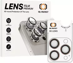 Grūdintas stiklas Tel Protect 3D Lens skirtas Apple iPhone 16 Pro/16 Pro Max titan (objektyvui 3 vnt)