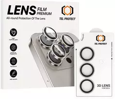 Grūdintas stiklas Tel Protect 3D Lens skirtas Samsung Galaxy S25 Plus skaidrus (objektyvui 3 vnt)