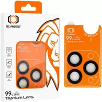 Grūdintas stiklas Tel Protect Titanium Lens 99% AR skirtas Apple iPhone 16 Pro/16 Pro Max juodas (objektyvui 3 vnt)