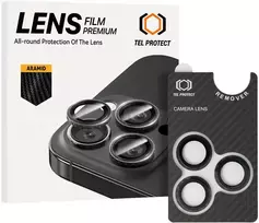 Apsauginis stiklas Tel Protect 3D Lens Aramid Series on camera skirtas Apple iPhone 14 Pro/14 Pro Max (objektyvui 3 vnt)