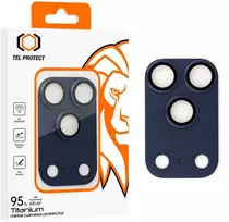 Apsauginis stiklas Tel Protect 95% AR+AF Full Metal Camera Protector, skirtas iPhone 17 Pro, mėlynas (visam fotoaparatų blokui)