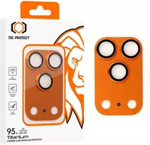 Apsauginis stiklas Tel Protect 95% AR+AF Full Metal Camera Protector on camera skirta Apple iPhone 17 Pro oranžinis (camera island)