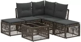 Lauko baldų komplektas Sodo Sofų Rinkinys 6 pcs Pilka poliratanas