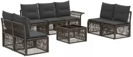Lauko baldų komplektas Sodo Sofų Rinkinys 8 pcs Pilka poliratanas