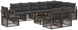 Lauko baldų komplektas Sodo Sofų Rinkinys 11 pcs Pilka poliratanas