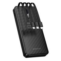 Borofone Power Bank 10000mAh BJ84 Smooth – USB – with USB, Type C, Lightning and Micro USB cables juodos spalvos