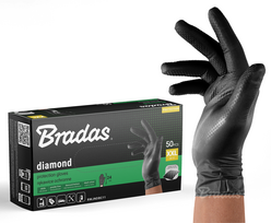 BRADAS NITRILINĖS PIRŠTINĖS DIAMOND JUODOS XXL 10-11 /50vnt.