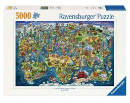 Dėlionė Ravensburger Illustrated World Map, 102 cm x 153 cm, 5000 vnt., įvairių spalvų