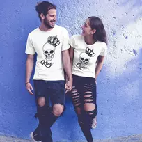 Marškinėlių komplektas "King & Queen" su kaukole