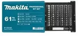 Makita Sukimo antgalių komplektas 61 vnt. (5.5; 6.5;PH1;PH2;PH3;PZ0;PZ1;PZ2,PZ3,T10;T15;T20;T25;T30;T40) P-70144