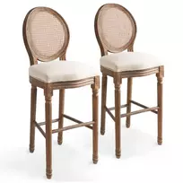 Baro taburetės, 2 vnt., baltos, linas