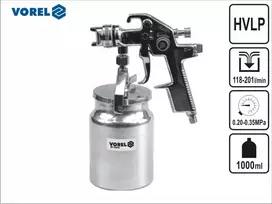 VOREL purškimo pistoletas HVLP 1000ml su apatiniu indu 80901