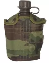 Mil-Tec Plastikinė gertuvė su aliuminio puodeliu ir dėklu, WOODLAND