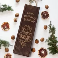 Medinė butelio dėžė "Būsimai žmonai"