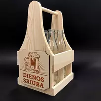 Medinė butelių dėžė "Dienos sriuba"