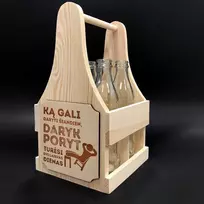 Medinė butelių dėžė "Ką gali daryti šiandien - daryk poryt"