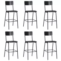 Baro taburetės, 6vnt., juodos, fanera ir plienas (3x280081)