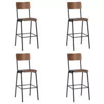Baro taburetės, 4vnt., fanera ir plienas (2x280079)