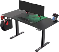 Reguliuojamo aukščio žaidimų stalas Ultradesk LEVEL V2, 140 x 68 cm, Juodos/žalios spalvos
