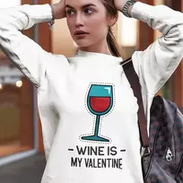 Džemperis "Wine is my Valentine" (be kapišono)