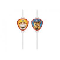 Popieriniai šiaudeliai su dekoracijomis „Šunyčiai patruliai – Paw Patrol Rescue Heroes“ (4 vnt.) – šventinė atributika vaikų gimtadieniui