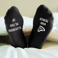 Kojinės su spauda ant padų "Atnešk man picą"
