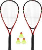 Greitojo badmintono rinkinys Nils NRS001, raudonas, 2 raketės, badmintono plunksniukai, dėklas