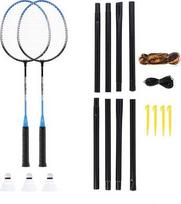 NILS NRZ012 STEEL badmintono rinkinys 2 raketės + 3 raketės + 195x22cm tinklas + dėklas