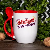 Puodelis su šaukšteliu "Sėkmingai dienos pradžiai"