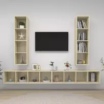 TV staliukas Sieninės televizoriaus spintelės, 4vnt., ąžuolo, mediena