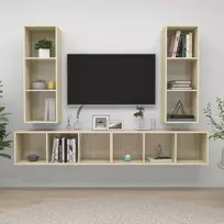 TV staliukas Sieninės televizoriaus spintelės, 4vnt., ąžuolo, mediena