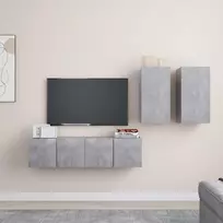 TV staliukas Televizoriaus spintelių komplektas, 4 dalių, betono pilkas, MDP