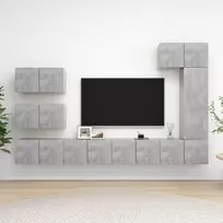 TV staliukas Televizoriaus spintelių komplektas, 8 dalių, betono, mediena