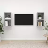 Sieninės televizoriaus spintelės, 2vnt., betono, mediena