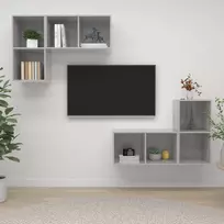TV staliukas Sieninės televizoriaus spintelės, 4vnt., betono, mediena