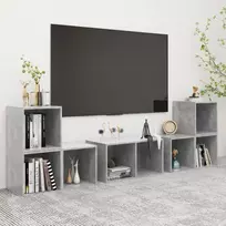TV staliukas Televizoriaus spintelių komplektas, 6 dalių, betono, mediena