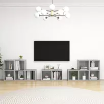 TV staliukas Televizoriaus spintelių komplektas, 8 dalių, betono, mediena