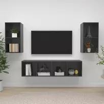 TV staliukas Sieninės televizoriaus spintelės, 4vnt., pilkos, mediena