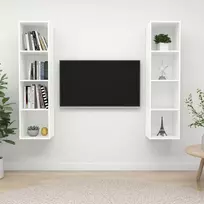 Sieninės televizoriaus spintelės, 2vnt., baltos, mediena