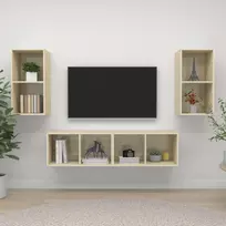 TV staliukas Sieninės televizoriaus spintelės, 4vnt., ąžuolo, mediena