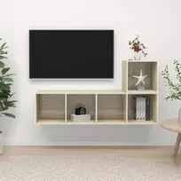 TV staliukas Televizoriaus spintelių komplektas, 2 dalių, ąžuolo, MDP