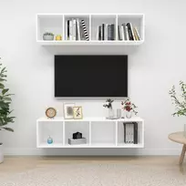 Sieninės televizoriaus spintelės, 2vnt., baltos, mediena