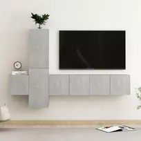 TV staliukas Televizoriaus spintelių komplektas, 5 dalių, betono pilkas, MDP