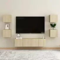 TV staliukas Televizoriaus spintelių komplektas, 6 dalių, ąžuolo, mediena
